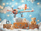 Kate Avion Ours en peluche Valise Ciel Nuage Toile de fond conçue par Emetselch - Kate Backdrop FR