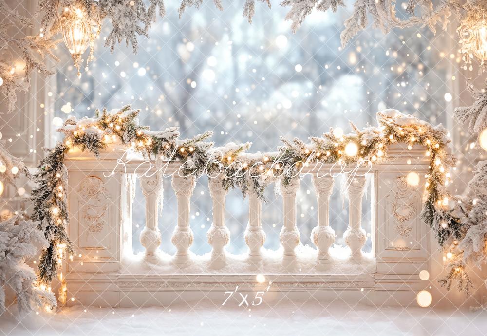 Kate Hiver Neige Balcon Lumières Beaux-arts Toile de fond conçue par Emetselch - Kate Backdrop FR