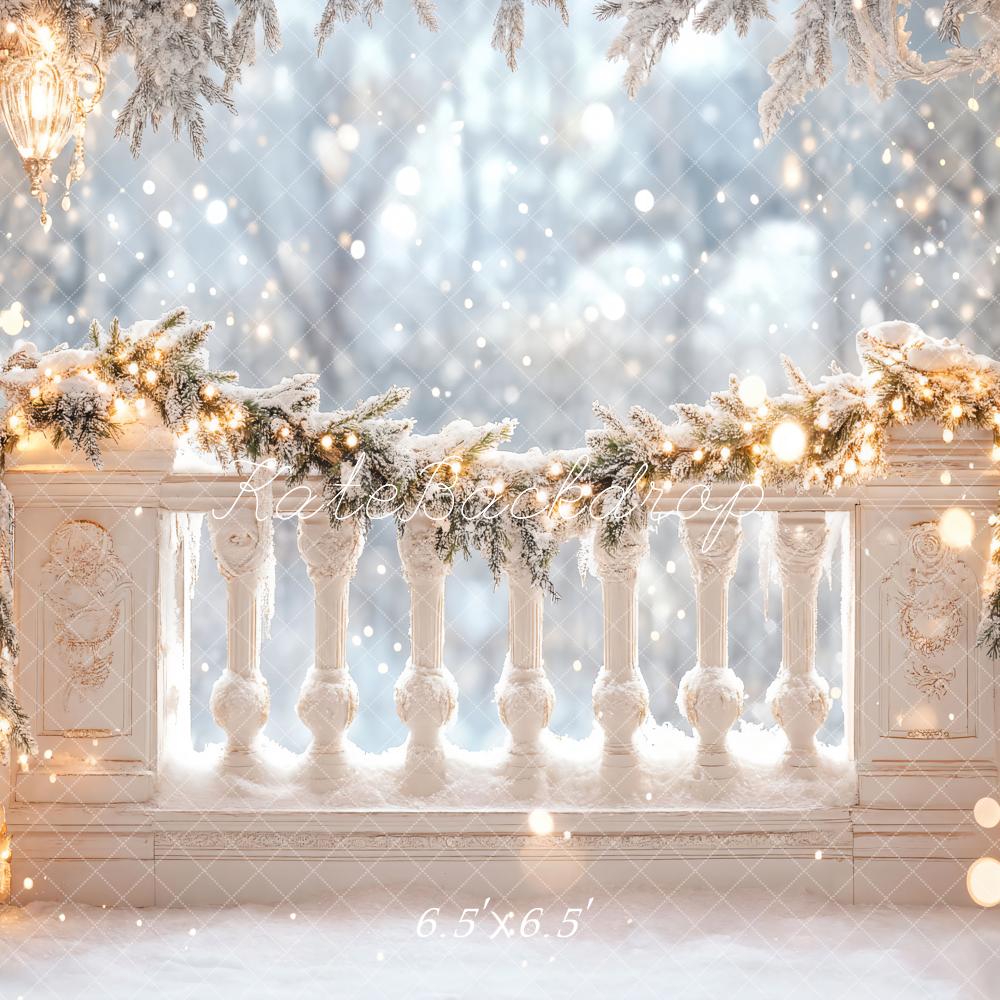 Kate Hiver Neige Balcon Lumières Beaux-arts Toile de fond conçue par Emetselch - Kate Backdrop FR