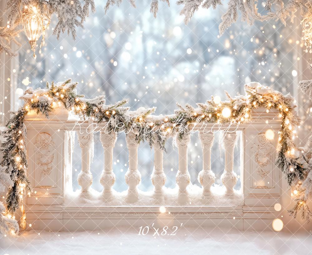 Kate Hiver Neige Balcon Lumières Beaux-arts Toile de fond conçue par Emetselch - Kate Backdrop FR