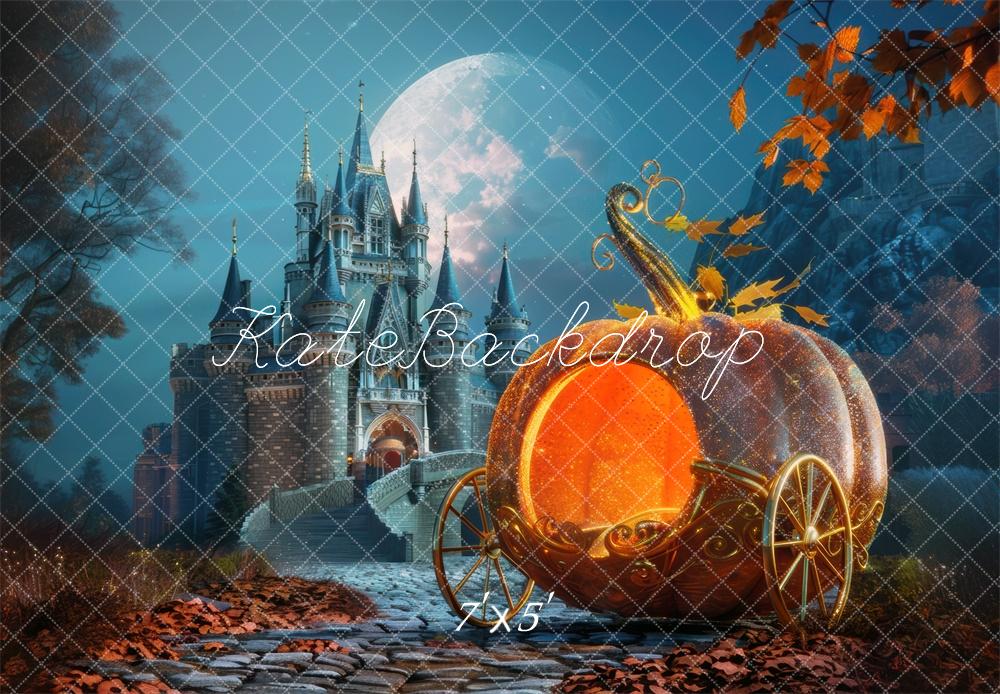 Kate Halloween Château Carrosse de citrouille Toile de fond conçue par Mini MakeBelieve - Kate Backdrop FR