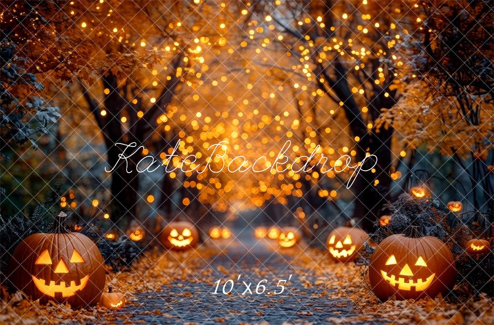 Kate Halloween Citrouille Lumières Chemin Toile de fond conçue par Mini MakeBelieve - Kate Backdrop FR
