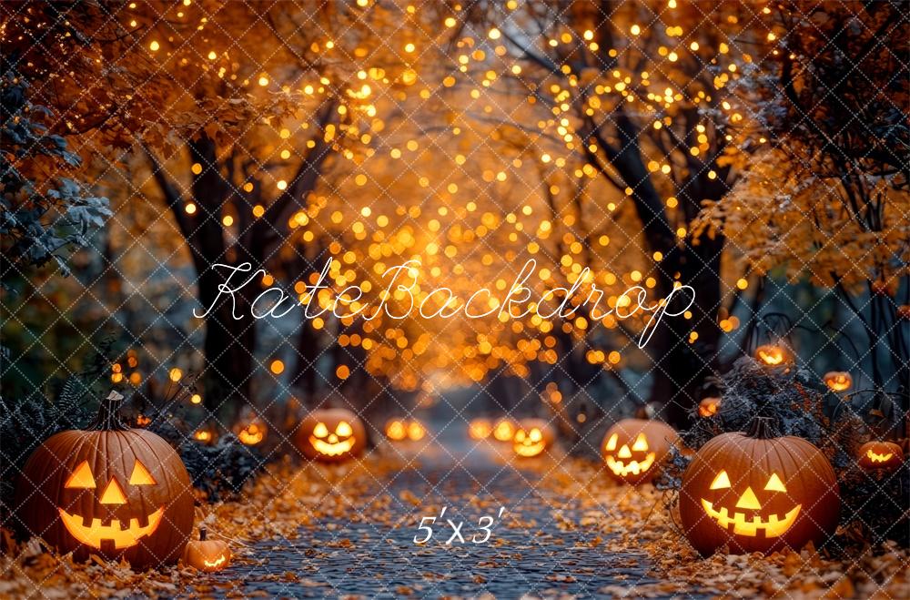 Kate Halloween Citrouille Lumières Chemin Toile de fond conçue par Mini MakeBelieve - Kate Backdrop FR