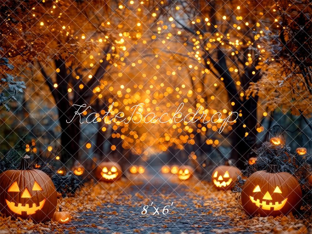 Kate Halloween Citrouille Lumières Chemin Toile de fond conçue par Mini MakeBelieve - Kate Backdrop FR
