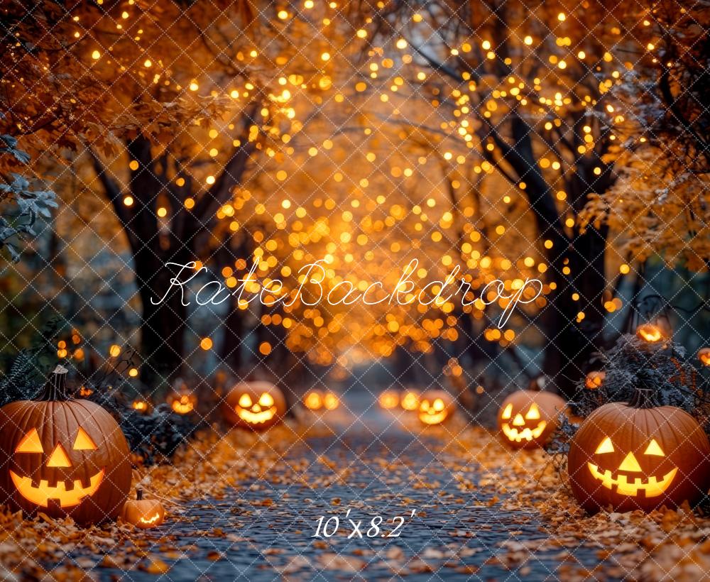 Kate Halloween Citrouille Lumières Chemin Toile de fond conçue par Mini MakeBelieve - Kate Backdrop FR