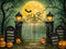 Kate Halloween Lune Grille Citrouilles Toile de fond conçue par Emetselch - Kate Backdrop FR