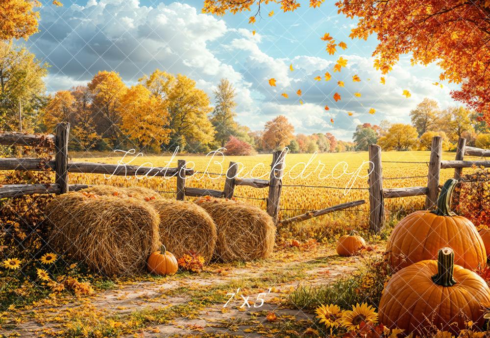 Kate Automne Récolte Citrouille Champ Toile de fond conçue par Emetselch - Kate Backdrop FR
