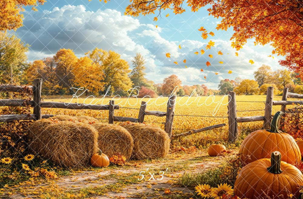 Kate Automne Récolte Citrouille Champ Toile de fond conçue par Emetselch - Kate Backdrop FR