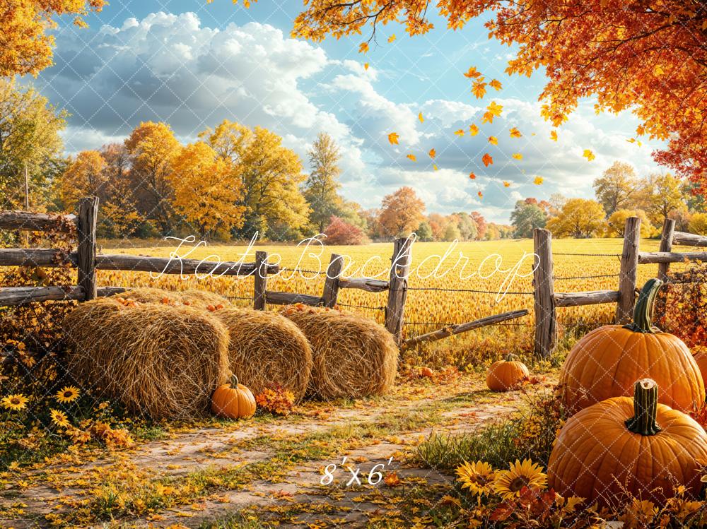 Kate Automne Récolte Citrouille Champ Toile de fond conçue par Emetselch - Kate Backdrop FR