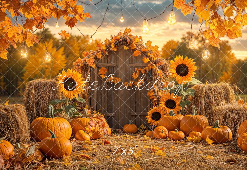 Kate Automne Citrouille Tournesol Grange Toile de fond conçue par Emetselch - Kate Backdrop FR