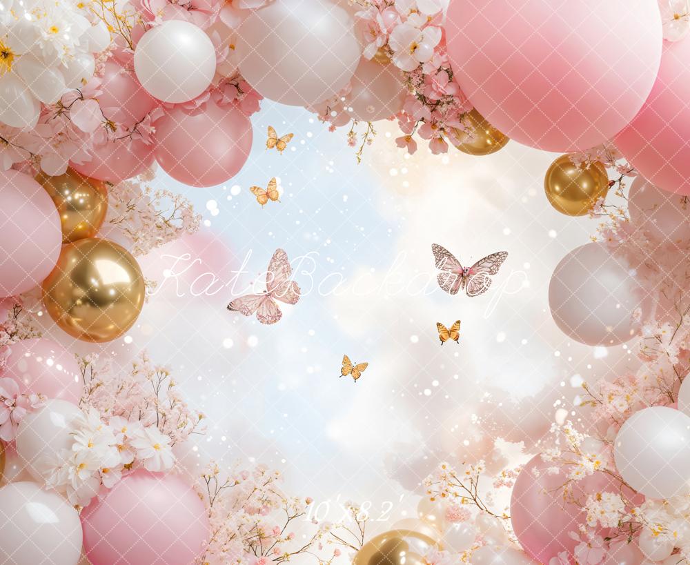 Kate Arche Floral Rose Ballon Papillon Toile de fond conçue par Emetselch - Kate Backdrop FR
