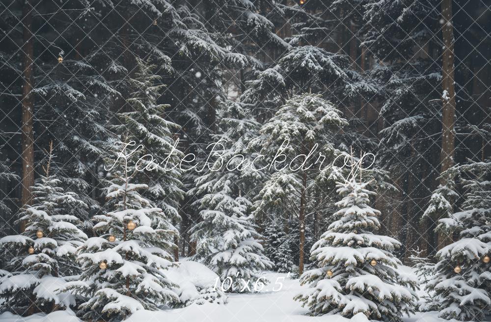 Kate Neige Forêt de pins Hiver Toile de fond conçue par Emetselch - Kate Backdrop FR