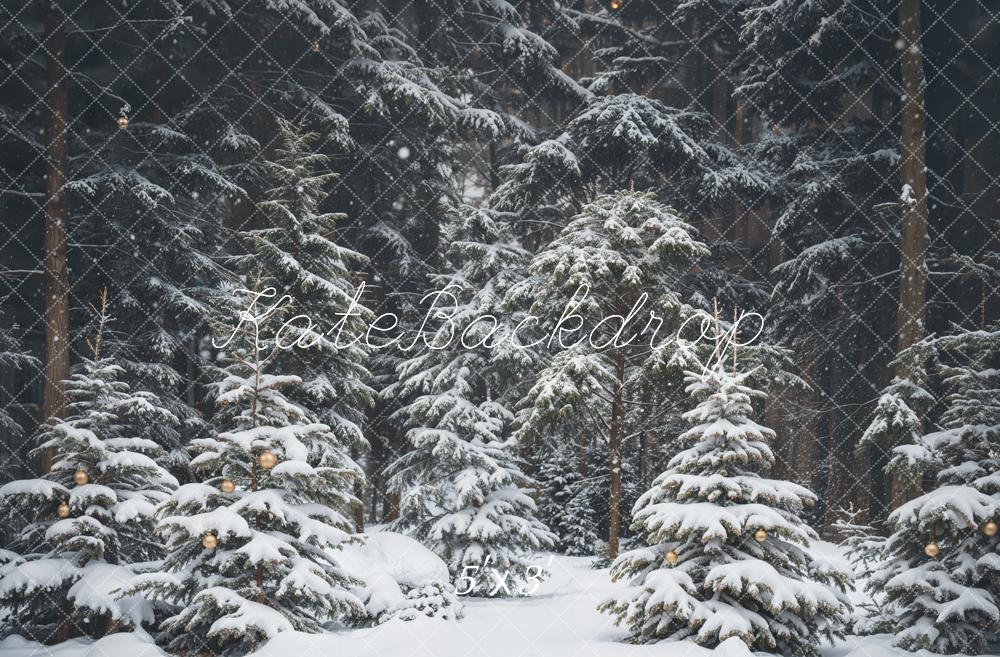 Kate Neige Forêt de pins Hiver Toile de fond conçue par Emetselch - Kate Backdrop FR