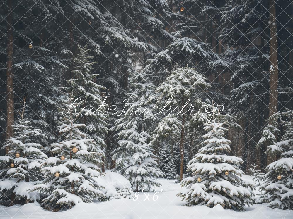 Kate Neige Forêt de pins Hiver Toile de fond conçue par Emetselch - Kate Backdrop FR