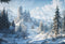 Kate Hiver Forêt Château Neige Montagne Toile de fond conçue par Emetselch - Kate Backdrop FR