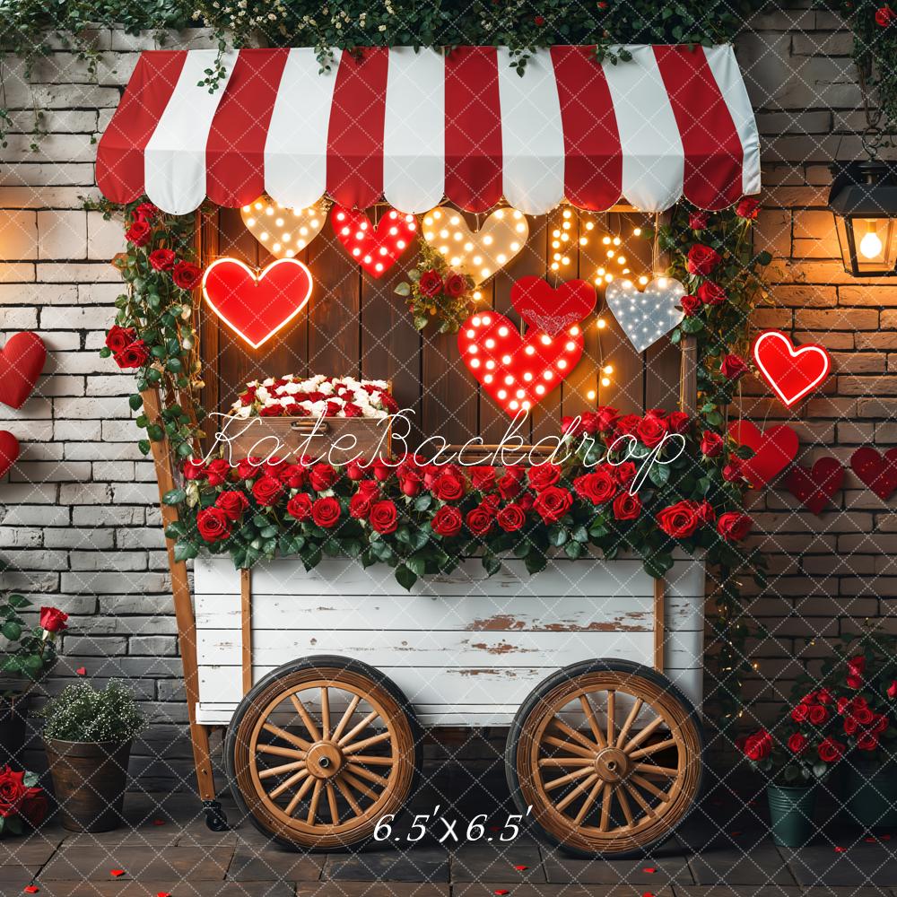 Kate Saint Valentin Cœur Chariot de roses Toile de fond conçue par Emetselch - Kate Backdrop FR