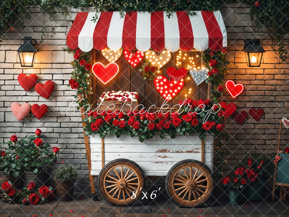 Kate Saint Valentin Cœur Chariot de roses Toile de fond conçue par Emetselch - Kate Backdrop FR