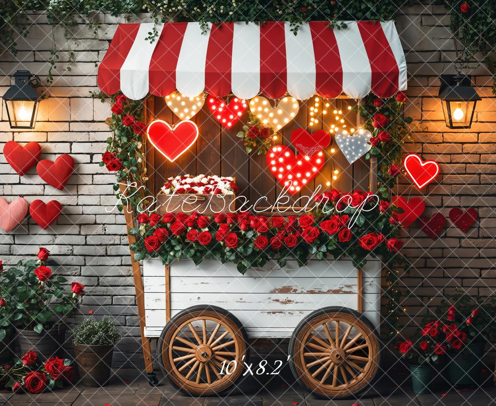 Kate Saint Valentin Cœur Chariot de roses Toile de fond conçue par Emetselch - Kate Backdrop FR