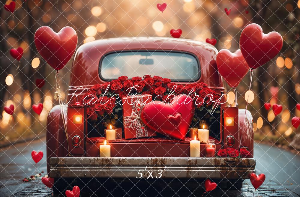 Kate Saint Valentin Voiture Rouge Ballons Toile de fond conçue par Emetselch - Kate Backdrop FR