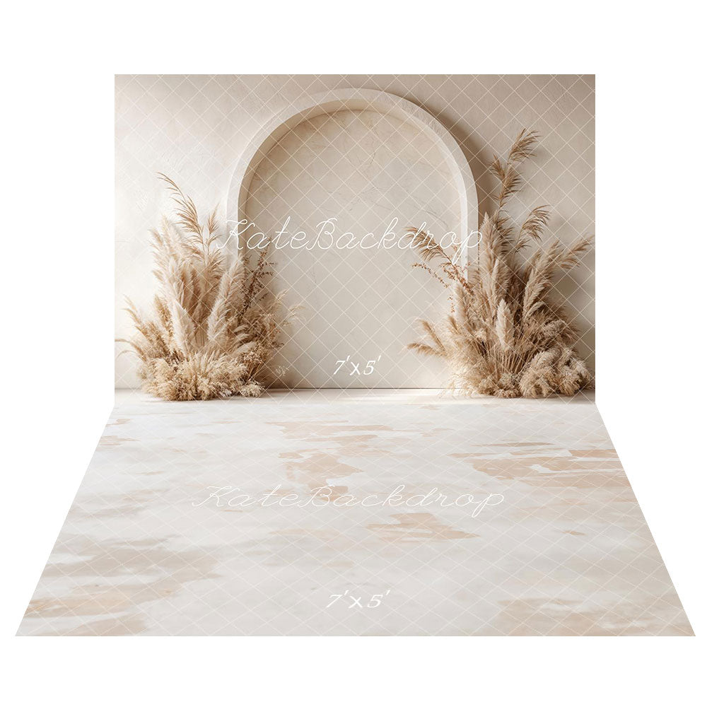 Kate Bohème Arche Beige Simple Toile de fond+Texture Abstraite Beige Blanc Sol Toile de fond - Kate Backdrop FR