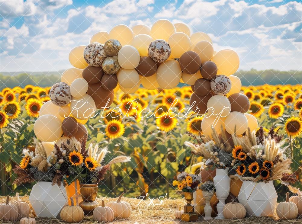 Kate Automne Ballon Arche Tournesols Toile de fond conçue par Mini MakeBelieve - Kate Backdrop FR