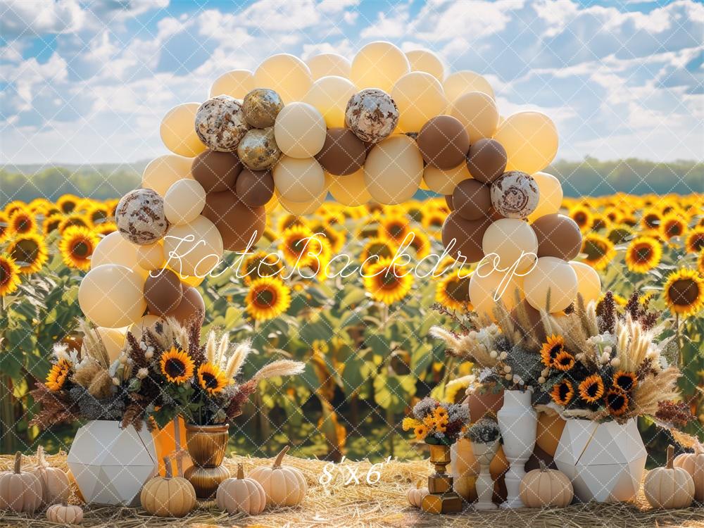 Kate Automne Ballon Arche Tournesols Toile de fond conçue par Mini MakeBelieve - Kate Backdrop FR