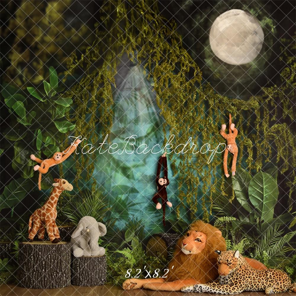 Kate Jungle Animal Cake Smash Enfant Toile de fond conçue par Mandy Ringe - Kate Backdrop FR