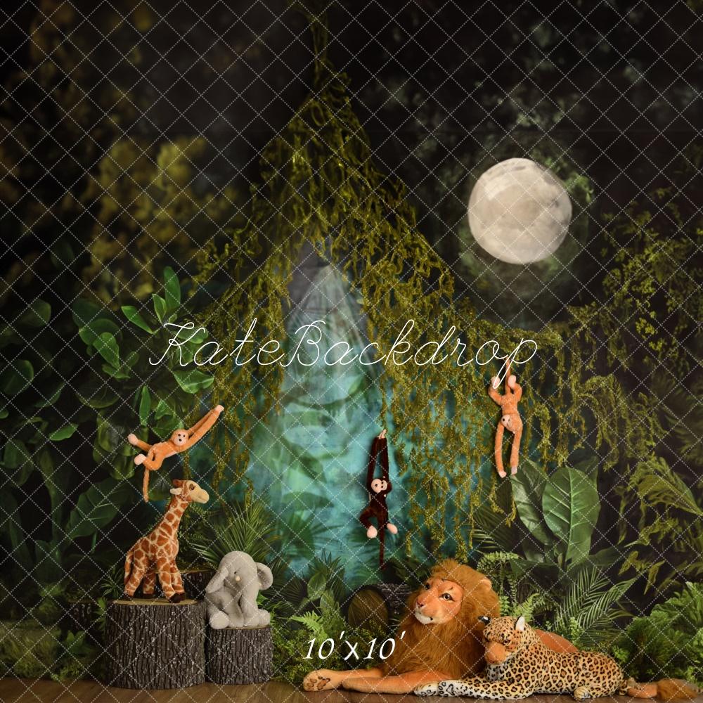 Kate Jungle Animal Cake Smash Enfant Toile de fond conçue par Mandy Ringe - Kate Backdrop FR