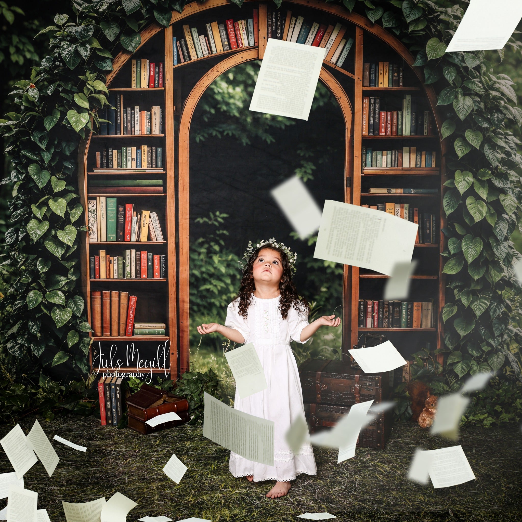 Kate Printemps Jardin Bibliothèque Arche Toile de fond conçue par Emetselch - Kate Backdrop FR