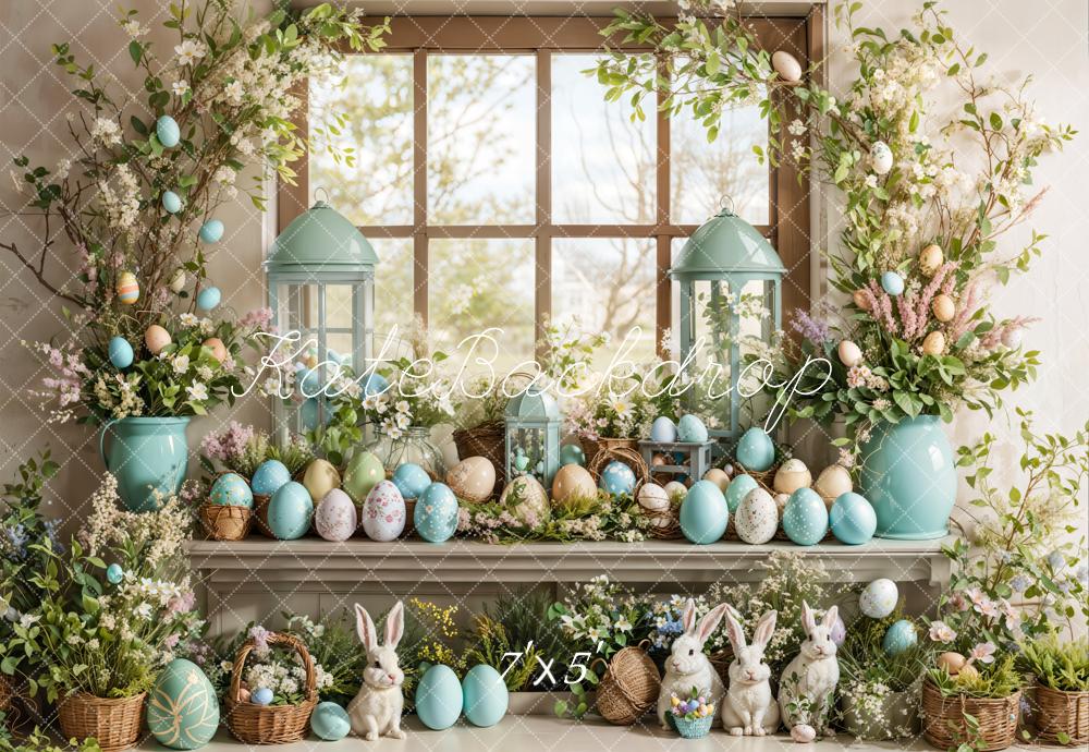 Kate Pâques Lapin Œufs Floral Fenêtre Toile de fond conçue par Emetselch - Kate Backdrop FR