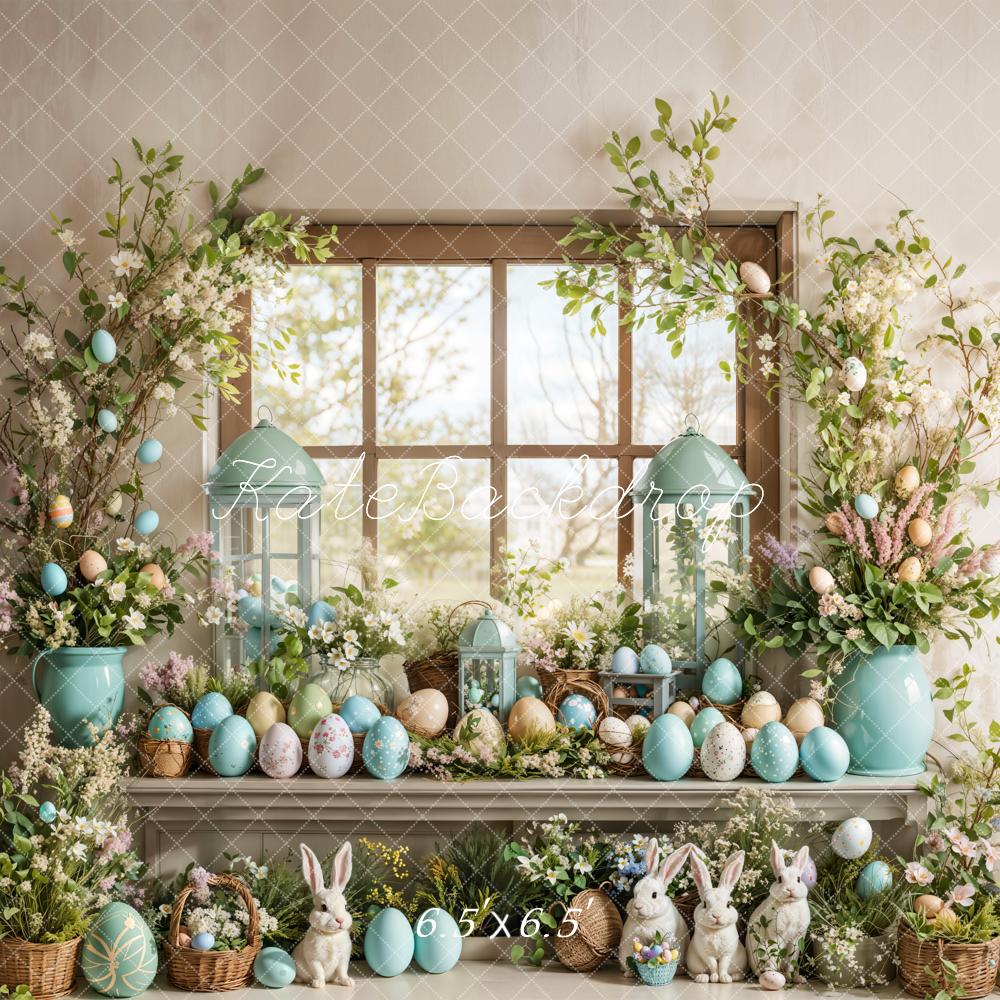 Kate Pâques Lapin Œufs Floral Fenêtre Toile de fond conçue par Emetselch - Kate Backdrop FR