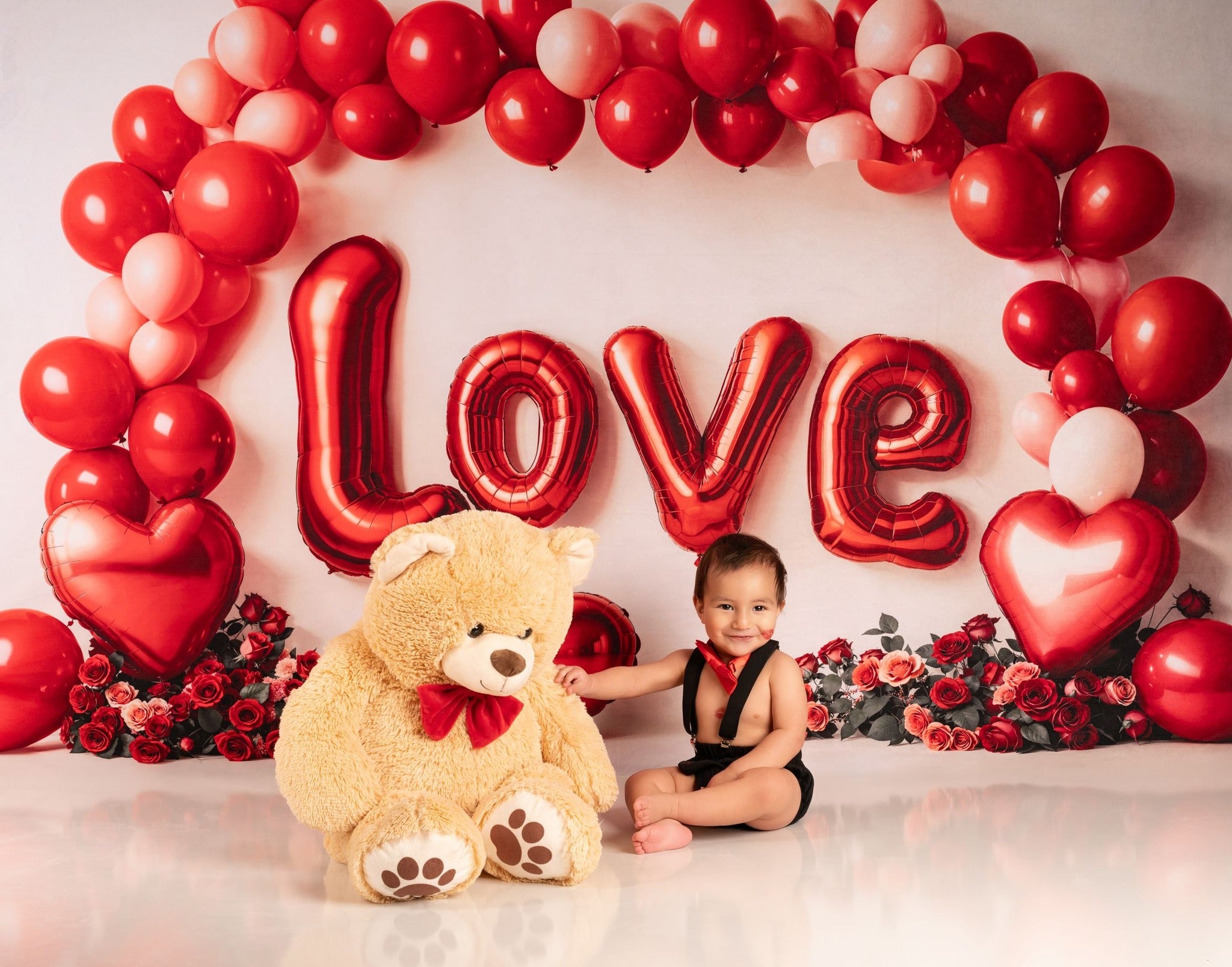 Kate Saint Valentin Roses Arche de ballons Cœur Toile de fond conçue par Emetselch - Kate Backdrop FR