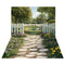 Kate Printemps Jardin Chemin Clôture blanche Toile de fond+Pierre Allée Floral Sol Toile de fond - Kate Backdrop FR
