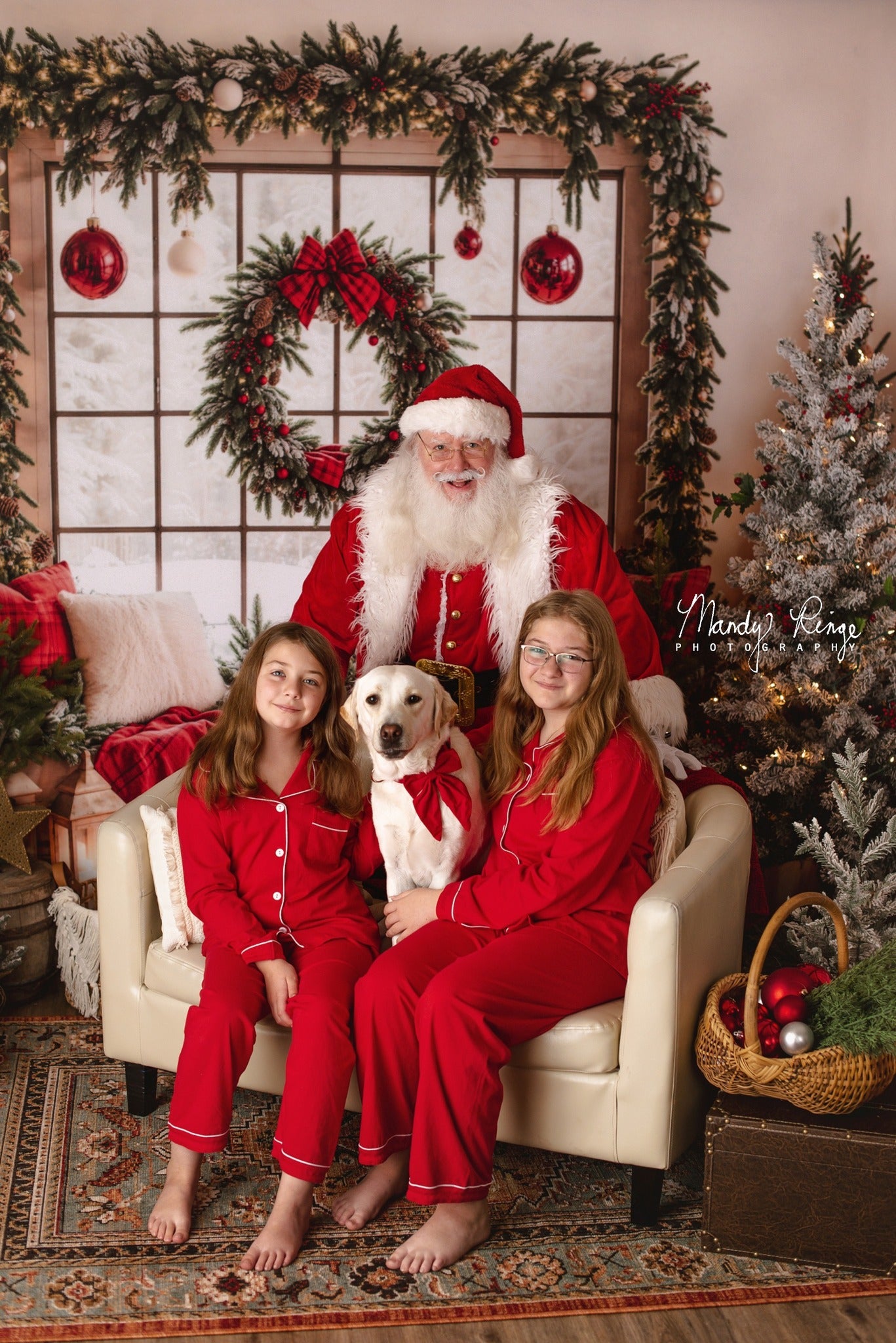 Kate Sapin de Noël Fenêtre Guirlande Couverture Toile de fond conçue par Emetselch - Kate Backdrop FR