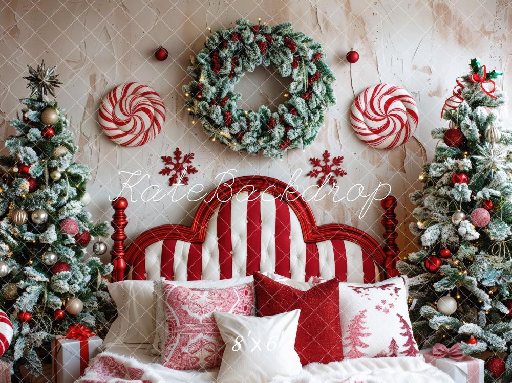 Kate Bonbons Sapin de Noël Tête de lit Toile de fond conçue par Patty Robert - Kate Backdrop FR
