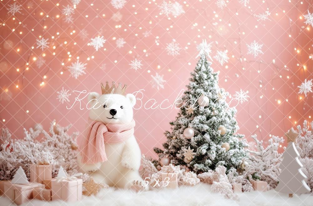 Kate Rose Flocon de neige Ours Noël Toile de fond conçue par Patty Robert - Kate Backdrop FR
