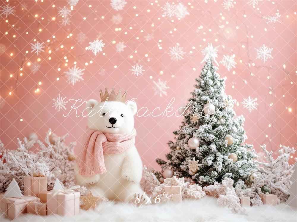 Kate Rose Flocon de neige Ours Noël Toile de fond conçue par Patty Robert - Kate Backdrop FR