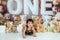 Kate Cake smash Ours Ballons Bébé Anniversaire Toile de fond conçue par Patty Roberts - Kate Backdrop FR