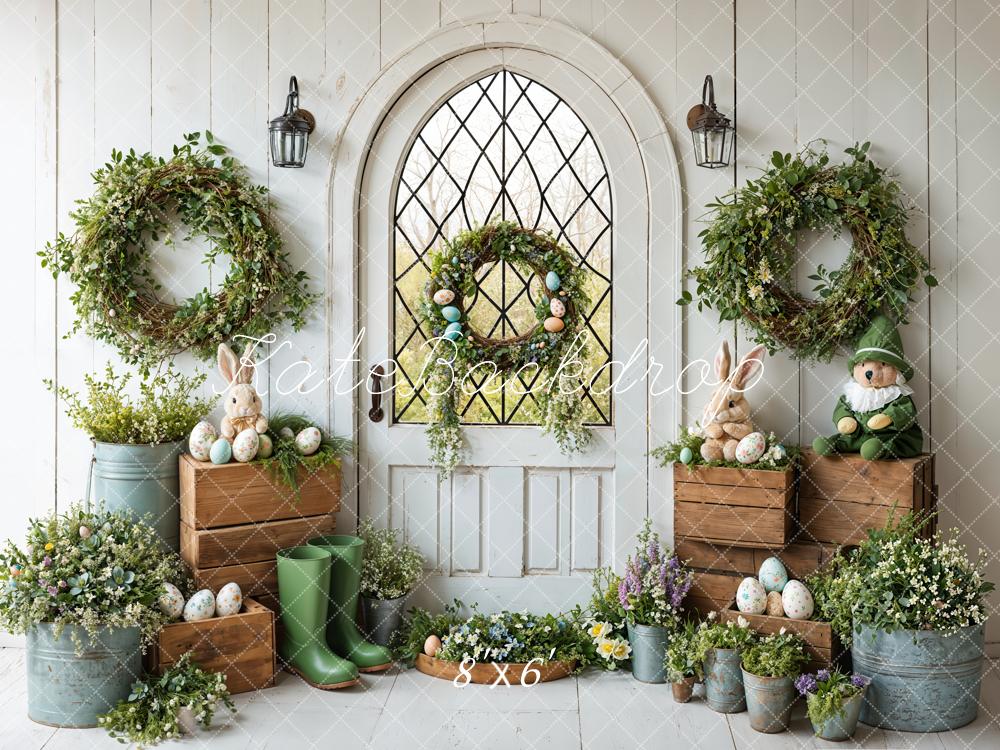 Kate Pâques Lapin Printemps Porte Rustique Toile de fond conçue par Emetselch - Kate Backdrop FR