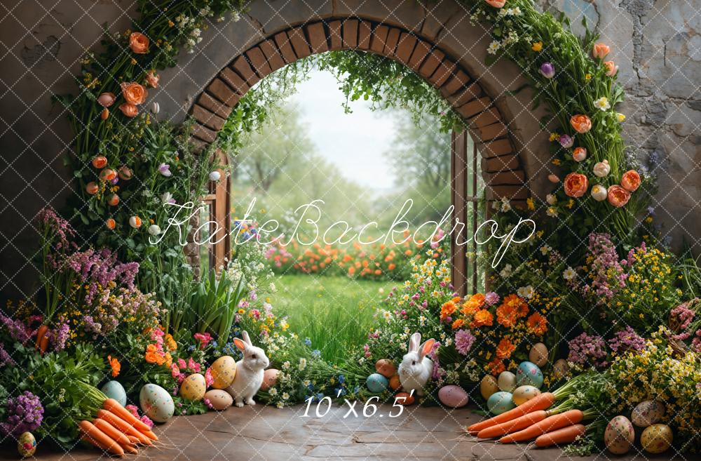 Kate Pâques Jardin Lapin Fleur Arche Toile de fond conçue par Emetselch - Kate Backdrop FR