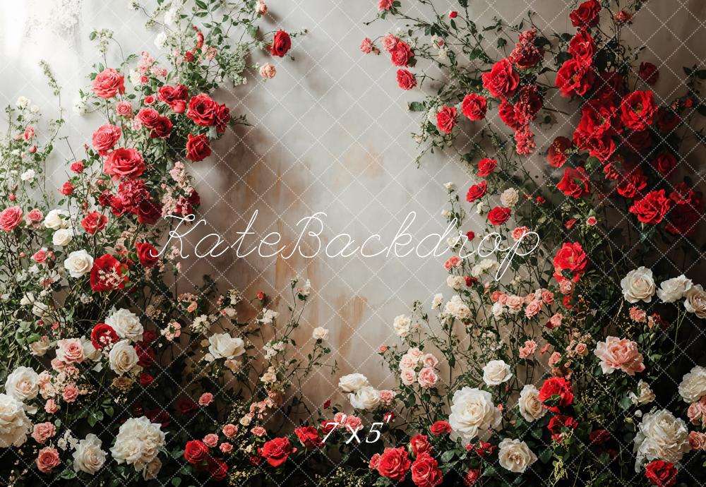 Kate Romantique Roses Florales Mur Blanc Toile de fond conçue par Emetselch - Kate Backdrop FR