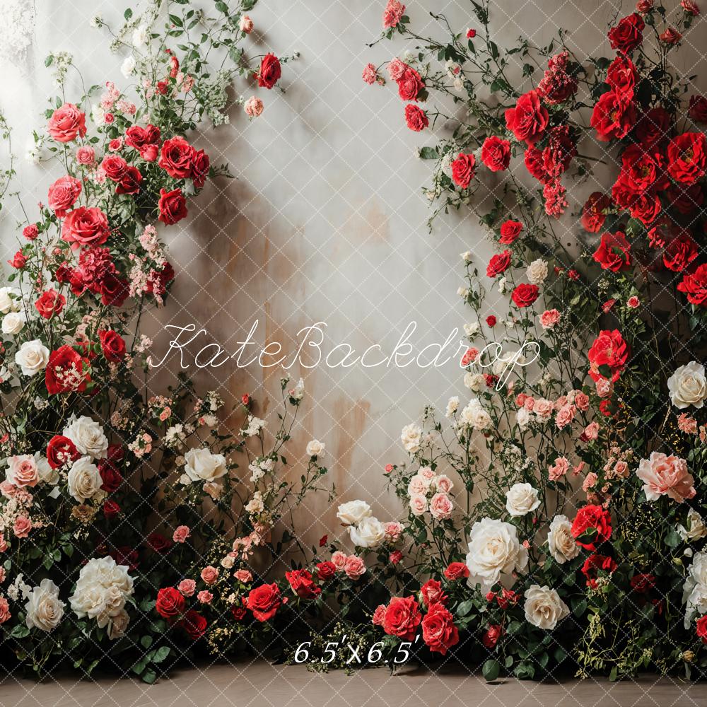 Kate Romantique Roses Florales Mur Blanc Toile de fond conçue par Emetselch - Kate Backdrop FR