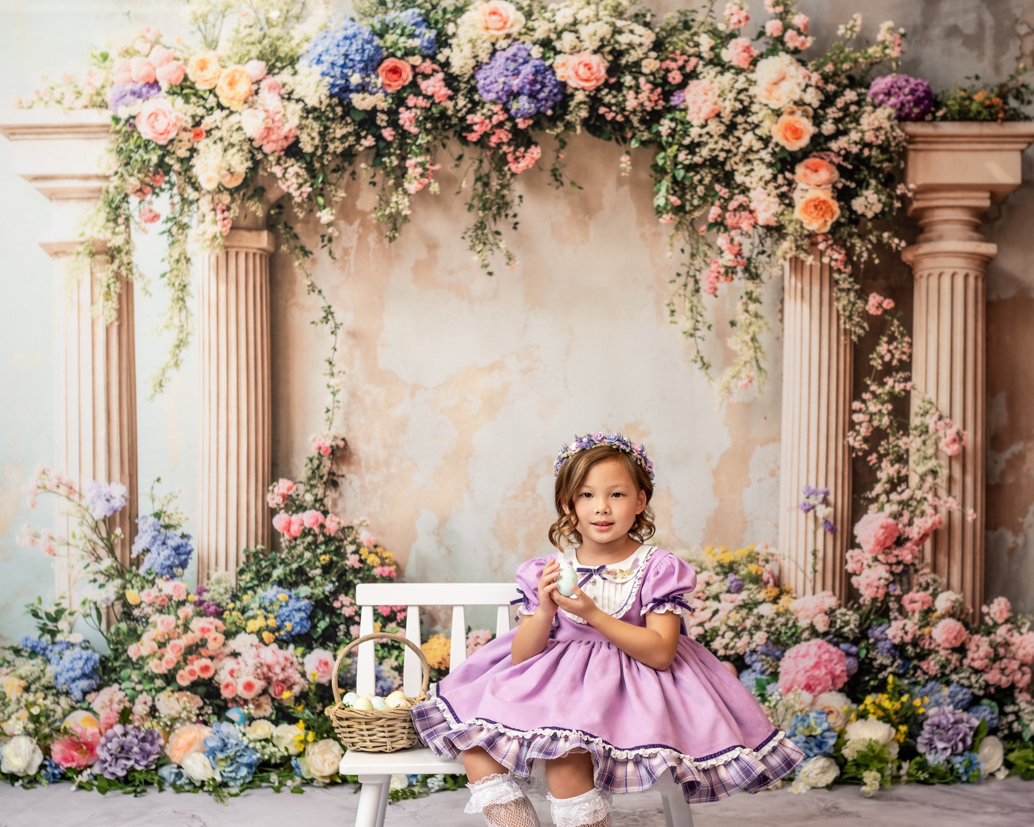 Kate Pâques Coloré Fleur Œufs Rétro Toile de fond conçue par Emetselch - Kate Backdrop FR