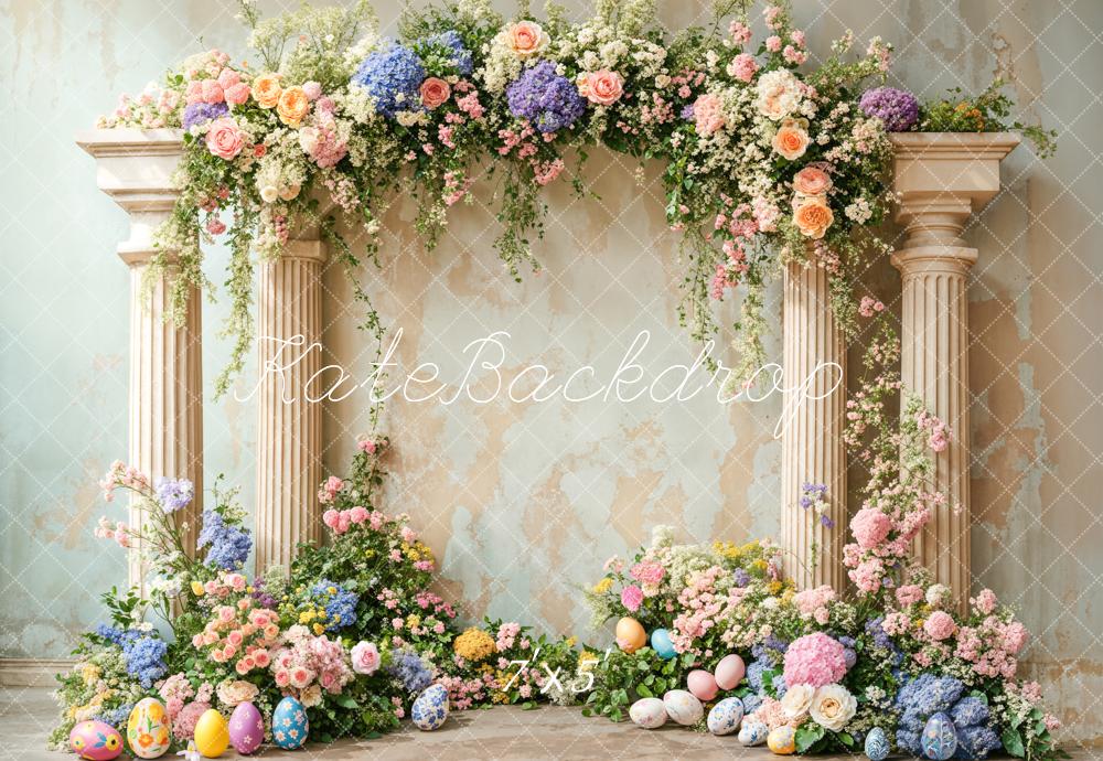 Kate Pâques Coloré Fleur Œufs Rétro Toile de fond conçue par Emetselch - Kate Backdrop FR