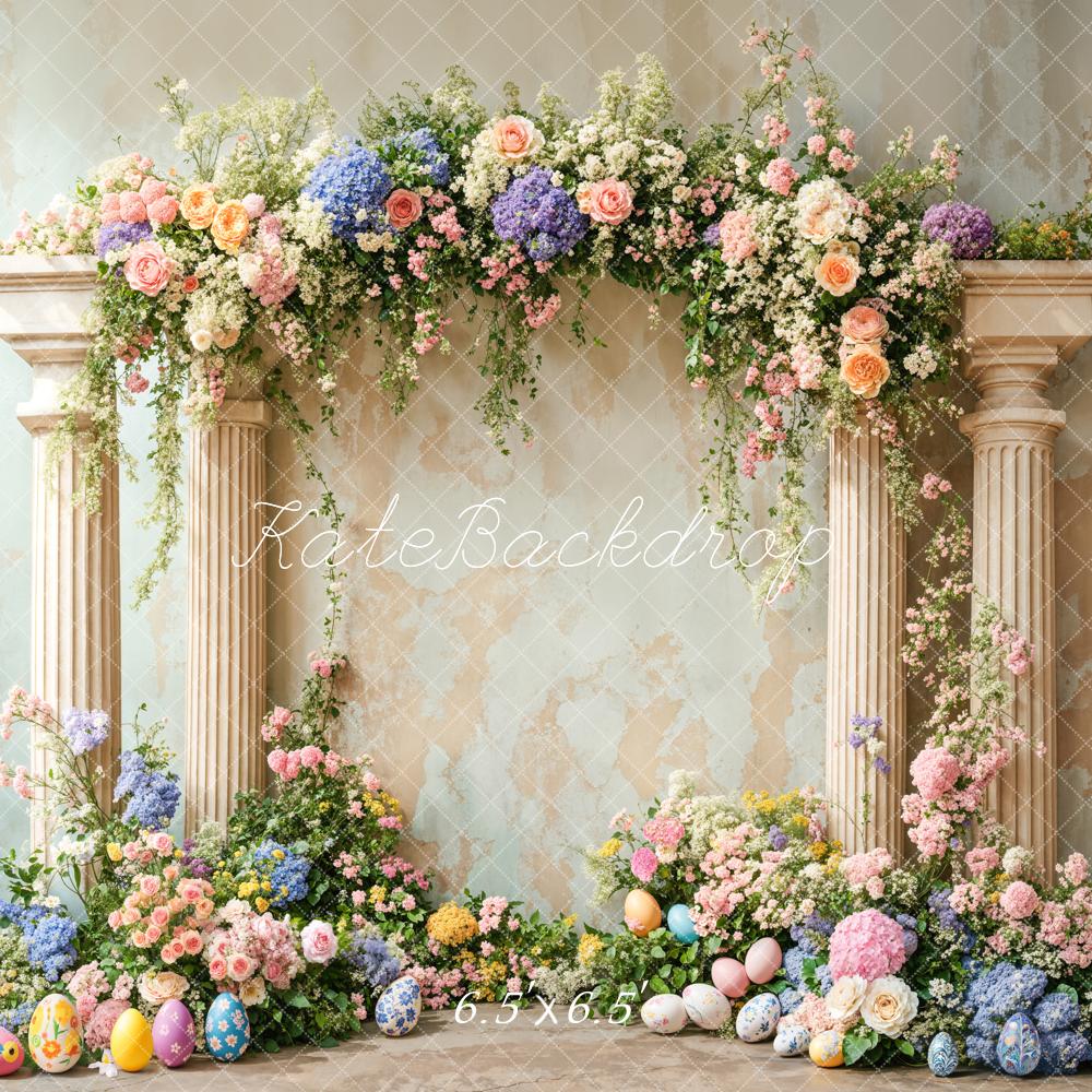 Kate Pâques Coloré Fleur Œufs Rétro Toile de fond conçue par Emetselch - Kate Backdrop FR