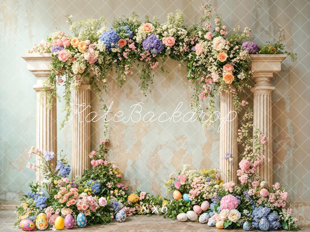 Kate Pâques Coloré Fleur Œufs Rétro Toile de fond conçue par Emetselch - Kate Backdrop FR