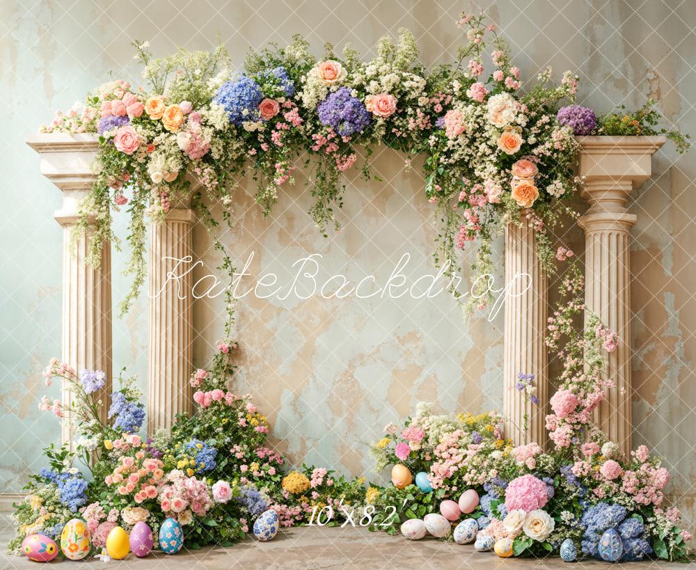 Kate Pâques Coloré Fleur Œufs Rétro Toile de fond conçue par Emetselch - Kate Backdrop FR