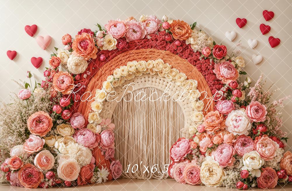 Kate Bohème Arche florale Cœur Rose Rouge Toile de fond conçue par Emetselch - Kate Backdrop FR