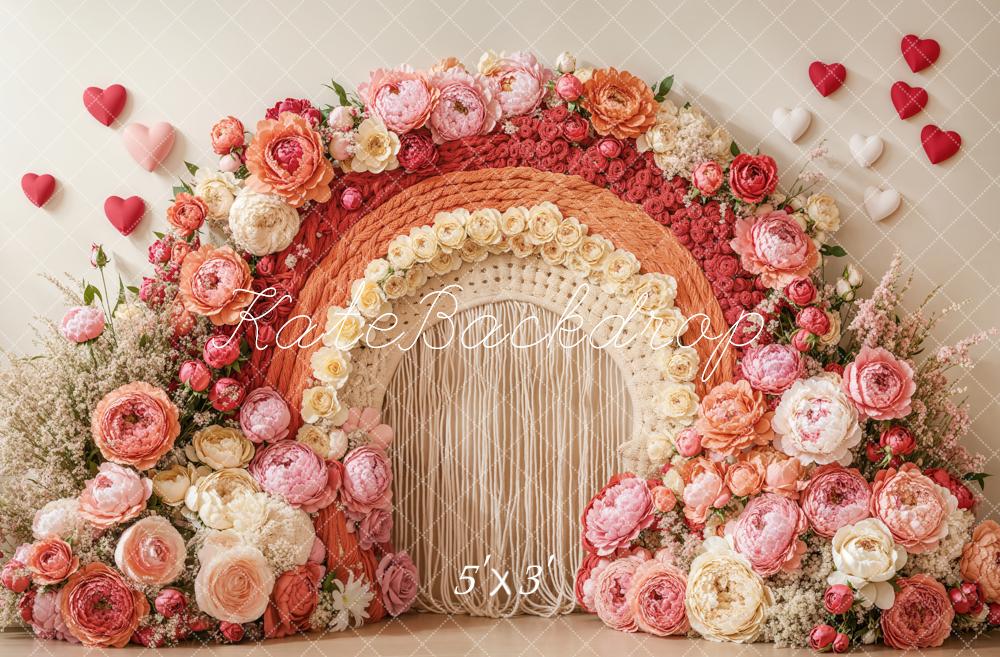 Kate Bohème Arche florale Cœur Rose Rouge Toile de fond conçue par Emetselch - Kate Backdrop FR