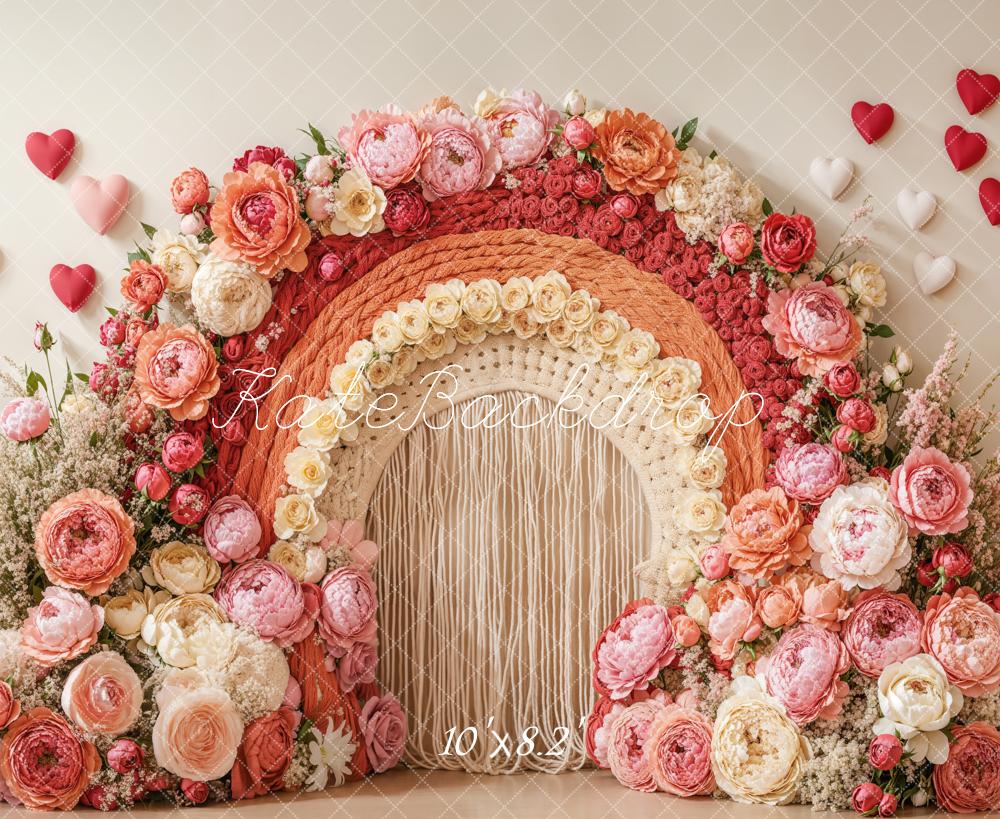 Kate Bohème Arche florale Cœur Rose Rouge Toile de fond conçue par Emetselch - Kate Backdrop FR
